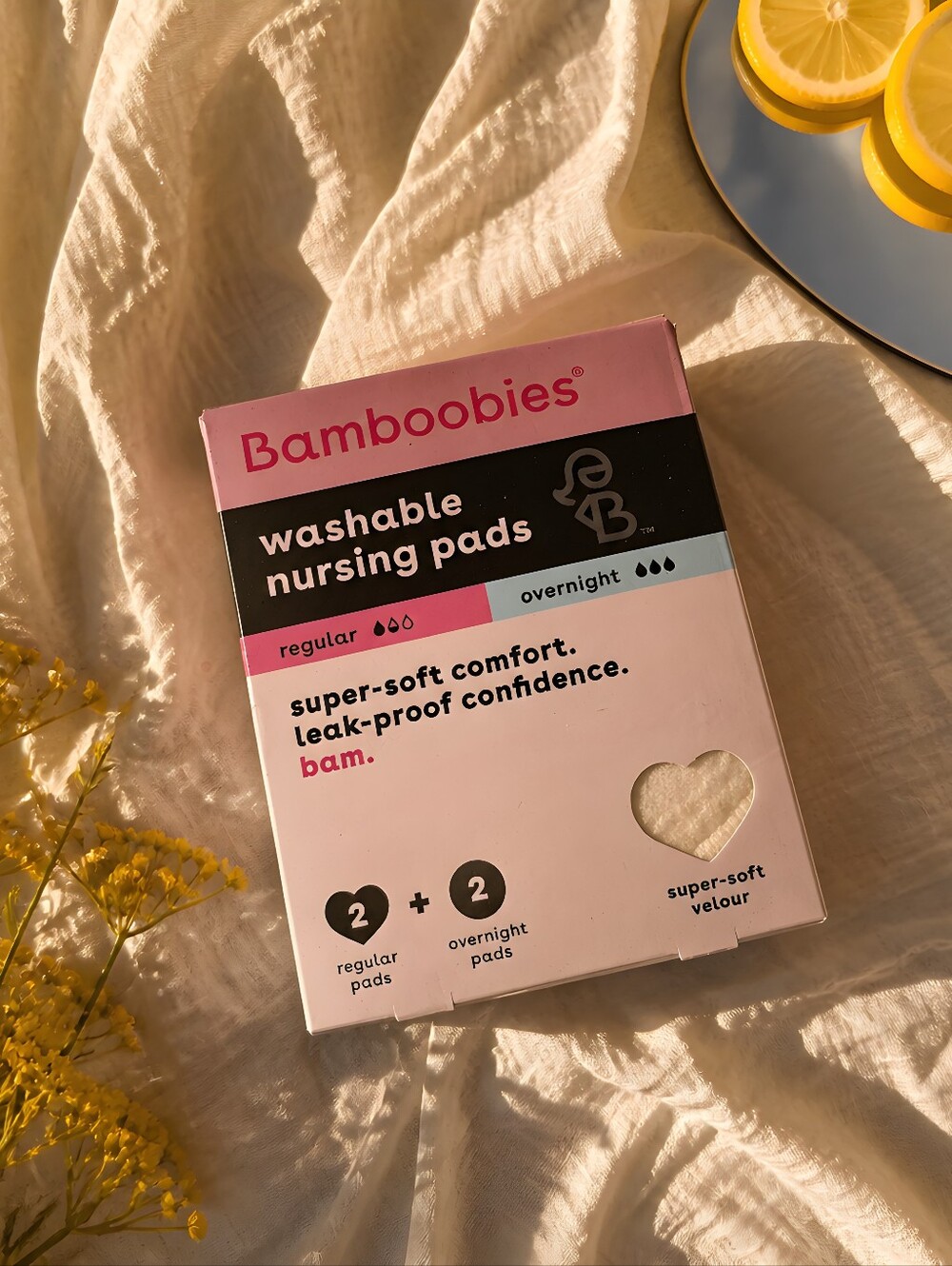 Bamboobies Washable Nursing Pads For Nursing, Set Of 2 Boxes For 8 Total Pads.